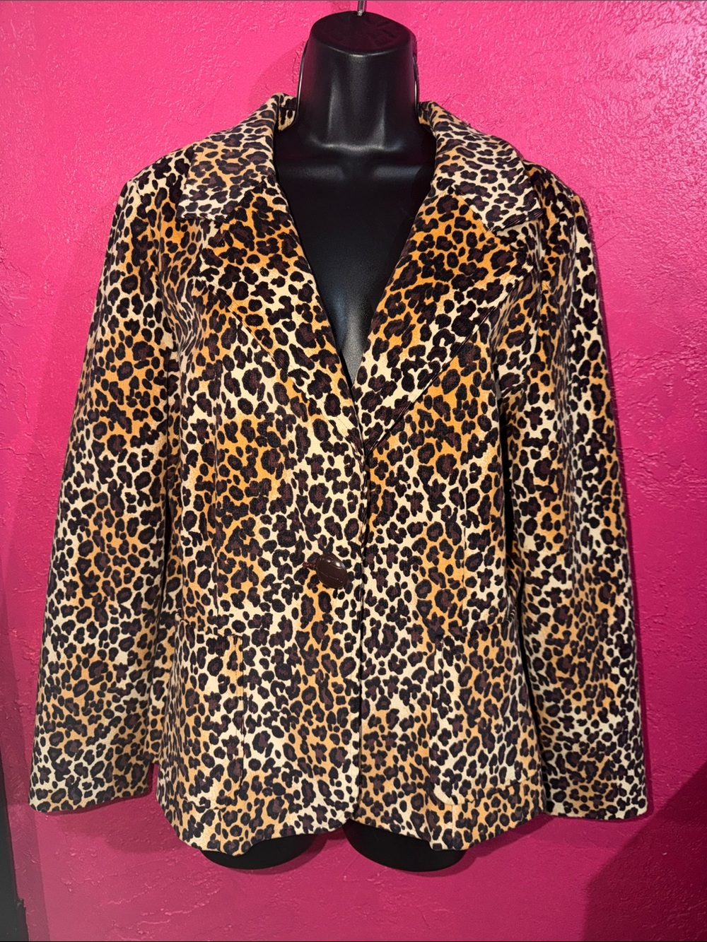 Larry Levine cotton corduroy  Leopard Print Blazer. Sz 16. Career. Office.